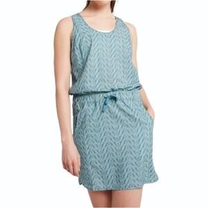 Patagonia Dress Womens Small Green Print Fleetwith Hiking Casual Travel Sporty